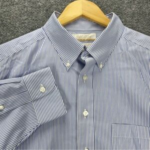 Gold Label Roundtree Yorke Men’s Button Down Shirt 17-34 Blue White Pinstripe EX